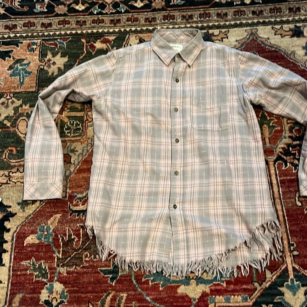 Current/Elliott pink flannel button down shirt